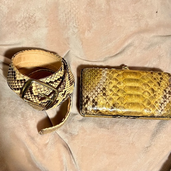 Oscar De La Renta Python Purse Cabochon bad - Picture 7 of 8